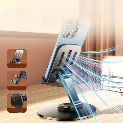 Premium 360° Rotating Metallic Desktop Bracket Phone Stand