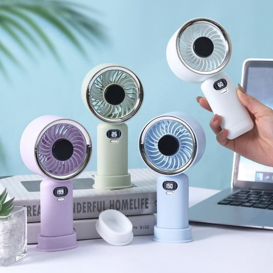 Premium Handheld Turbo Fan with Digital Display & Desk Stand