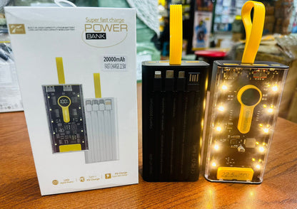 Transparent 20000mAh Fast Charging Power Bank – 22.5W PD Super Fast Charge