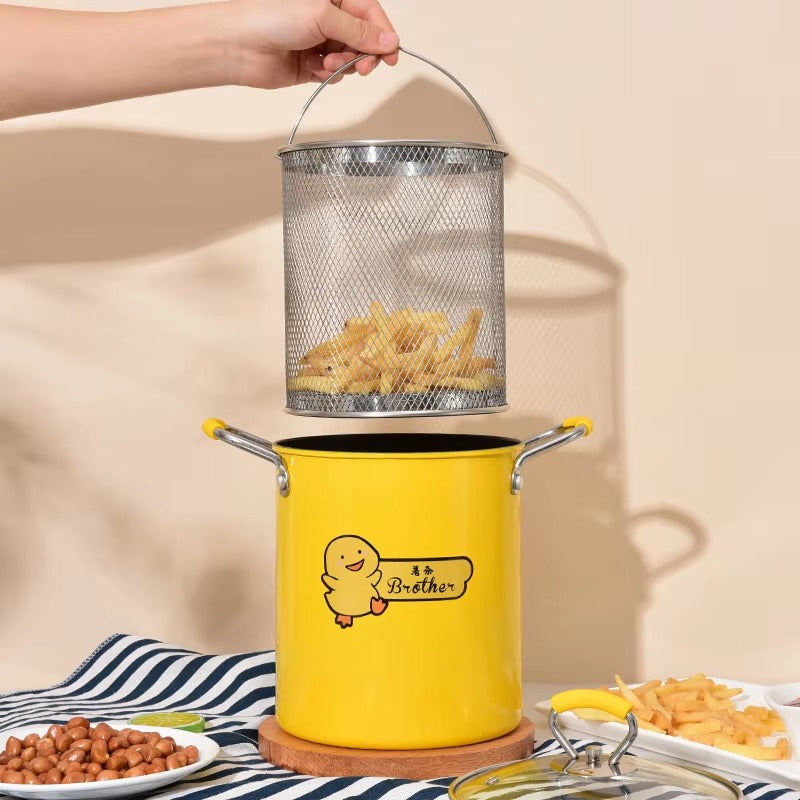 Cute Cartoon Fried Pot – Multifunction Cooking & Frying Pot with Glass Lid