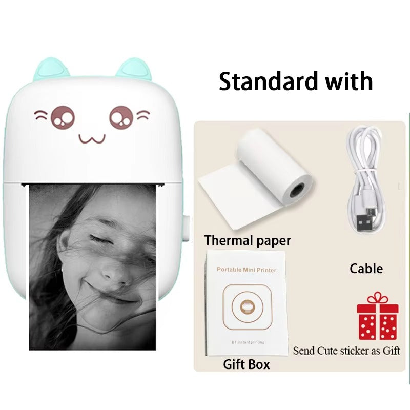 Cute Mini Bluetooth Thermal Printer – Portable Pocket Photo & Sticker Printer